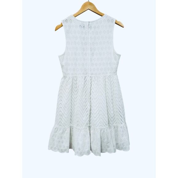 Vineyard Vines White Eyelet Ruffle Bottom Fit Flare Sleeveless Allamanda Dress 6 - Picture 9 of 12